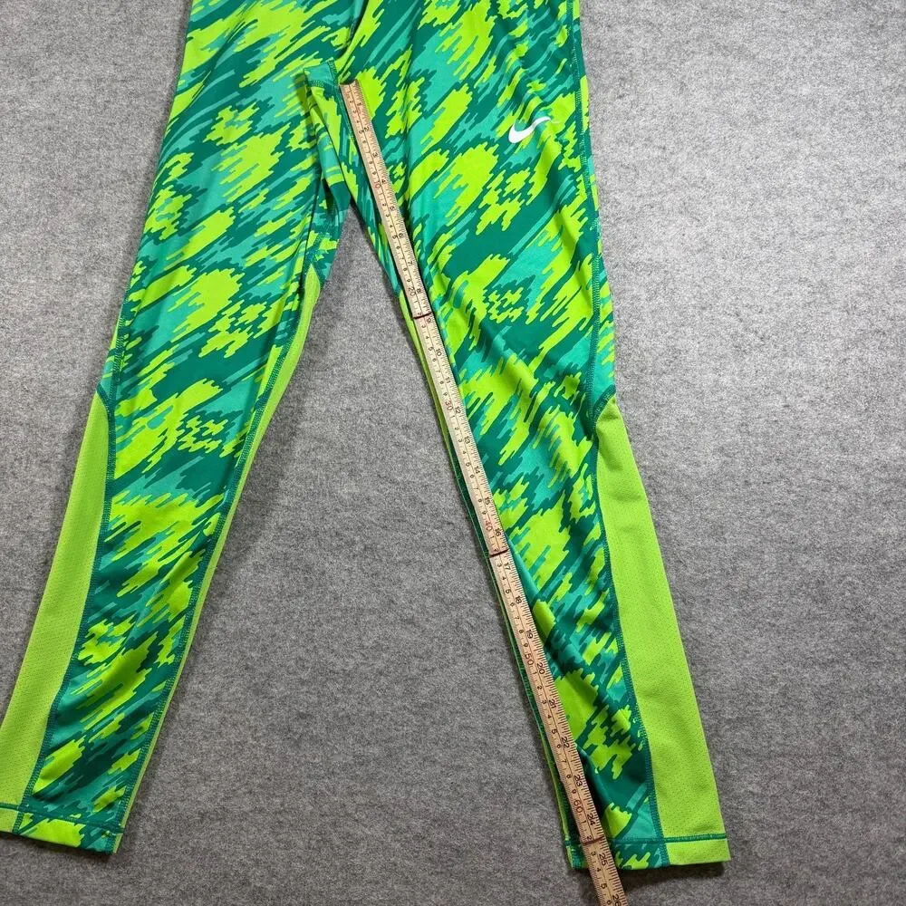 Nike Pro Compression Leggings Womens XL Neon Green Camo Running Yoga Training